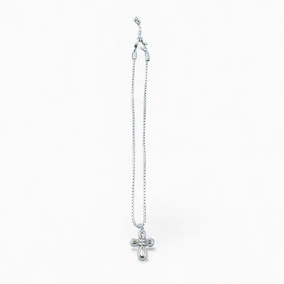 BRIGHTON RETIRED GRACE REVERSIBLE SILVER GOLD CROSS NECKLACE & GENOA EARRINGS - Picture 7 of 11